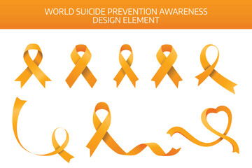 World suicide prevention day design template good for celebration. yellow ribbon design template. flat ribbon design. vector eps 10.