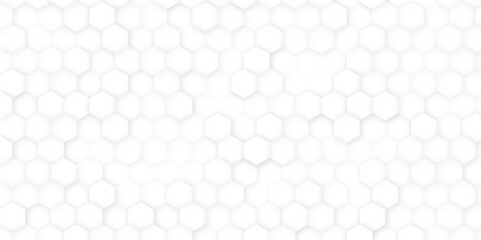 Background with hexagons White Hexagonal Background. Luxury honeycomb grid White Pattern. 3D Futuristic abstract honeycomb mosaic white