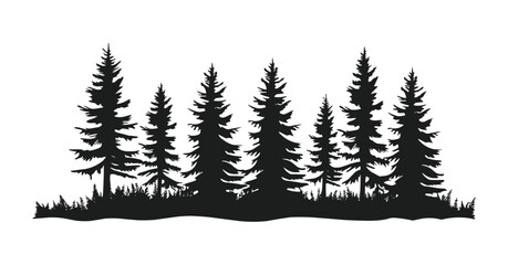 Obraz premium Pine trees silhouette vector
