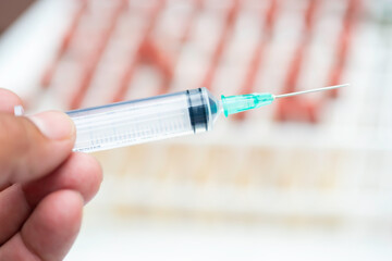 Man uses syringe with narcotic drugs