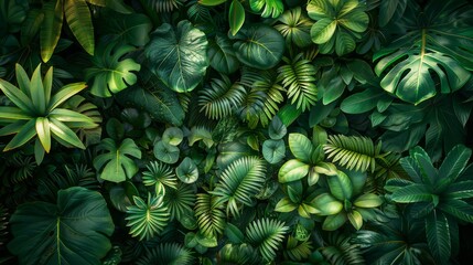 The rich green foliage forms a serene backdrop, making the bright tropical flowers stand out even more, their vibrant hues splashing color across the landscape like a painter's vivid imagination.