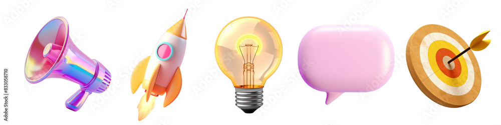 Canvas Prints social media marketing object png element set on transparent background