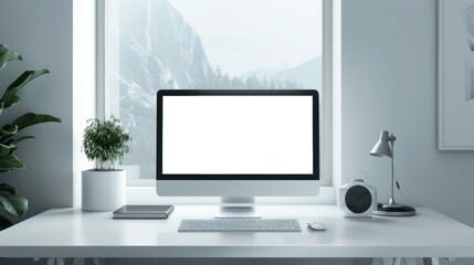Fototapeta premium Create a sleek and modern mockup for a corporate website homepage showcasing minimalist design principles.