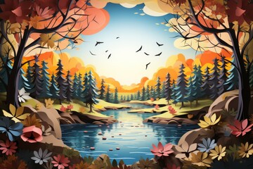 Autumn lakes - Generative AI