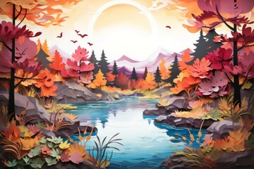 Autumn lakes - Generative AI