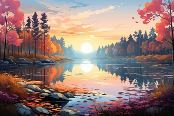 Autumn lakes - Generative AI
