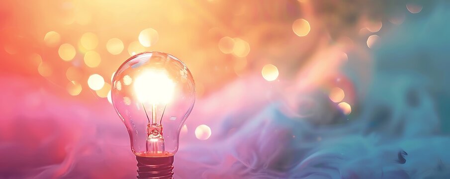 illuminated light bulb theme front view representing creative idea and innovation advanced 