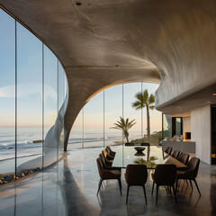 interior view of a huge dinning room