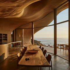 interior view of a huge dinning room