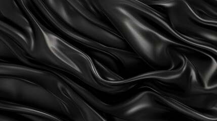 Fototapeta premium Black textures wallpaper. Abstract 4k background silk, smooth, waves pattern. Modern clean minimal backdrop design. Black and white high definition