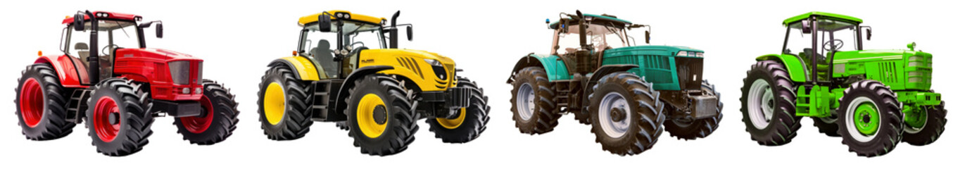 Fototapeta premium Tractor png element set on transparent background