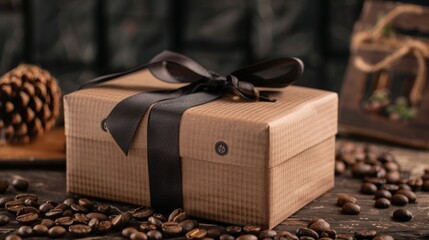 A beautifully wrapped box containing a coffee subscription voucher, a thoughtful and personalized gift for a coffee lover.