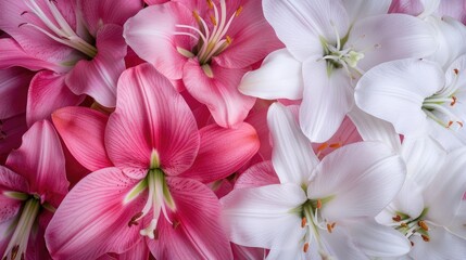 Close Up Shot of White and Pink Lilies