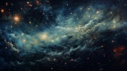 Fototapeta premium sky filled with stars watercolor background