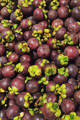 Close up of fresh ripe mangosteen fruits for background