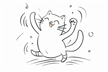 Fototapeta premium Cartoon cute doodles of a dancing cat with smooth, flowing movements, Generative AI