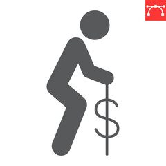 Individual pension glyph icon, budget and savings, senior elderly vector icon, vector graphics, editable stroke solid sign, eps 10.