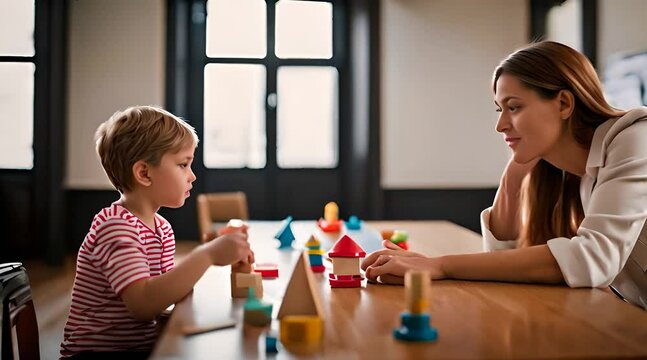 Kind und Logop&auml;din beim Sprachtraining