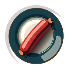 Vector sausage on plate