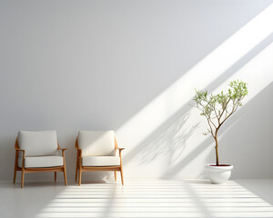 white wall empty room interior floor background modern light design.