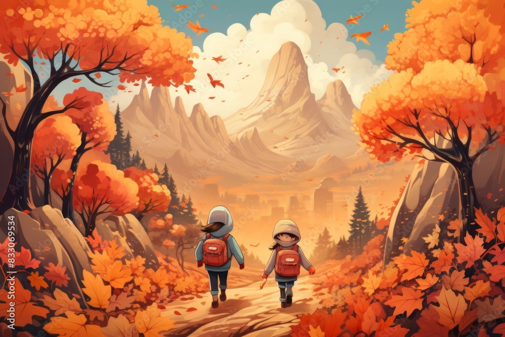 Poster Autumn hiking - Generative AI