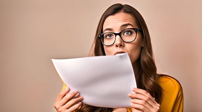 Studentin ist erschrocken &uuml;ber einen Brief, den sie gerade liest