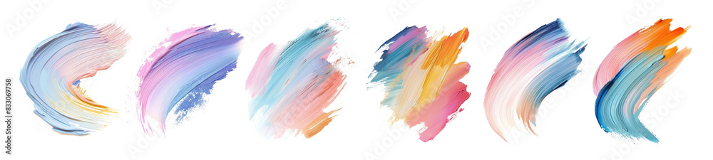 Poster Pastel brushstroke png element set on transparent background