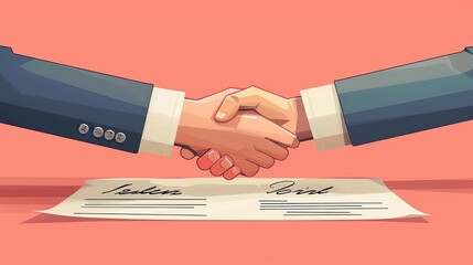 Investment Agreement A document with signatures and a handshake, symbolizing the completion of an investment deal