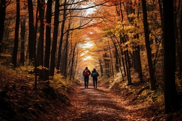 Obraz premium Autumn hiking - Generative AI