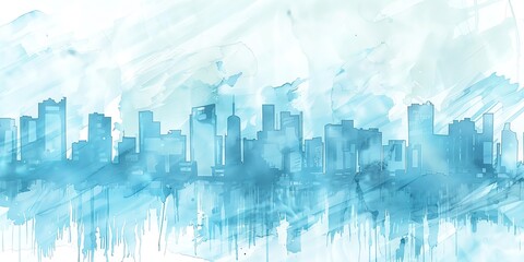 Obraz premium Blue watercolor cityscape. Urban abstract.