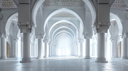Fototapeta premium interior of a beautiful islamic mosque with ornate archway.
