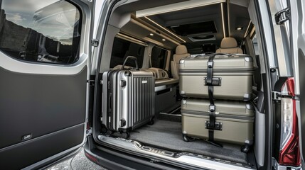 The luggage storage designed in a luxury van