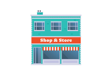 Fototapeta premium Vector element of store and shop building, grocery building front view detailed flat design style for city illustration 