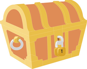 Treasure chest  isolated on transparent background. Closed and padlocked treasure box concept 3D vector illustration.