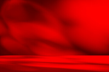 Wall interior background, studio and backdrops show products.with shadow from window color red...