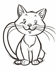 Curious Cat: Printable Line Art Coloring Pages - Line Art  - Simple Patterns- Easy Coloring Pages- Printable pages - Coloring Pages for All Ages 