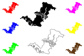 Strathcona Regional District (Canada, British Columbia or BC Province, North America) map vector illustration, scribble sketch Strathcona map