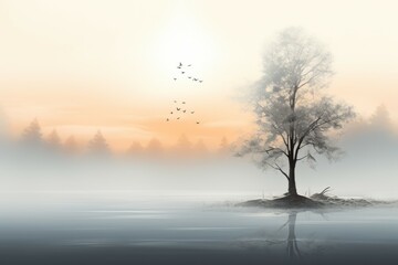 Obraz premium Foggy mornings - Generative AI