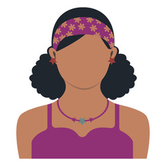 African Woman Avatar with Flat Style Isolated on White Background. Vector Illustration.