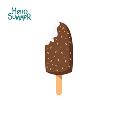 chocolate ice cream vector illustration. summer theme