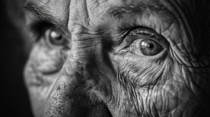 Wrinkles on a woman's face tell stories of a life lived fully, each line a testament to her wisdom and experience. 