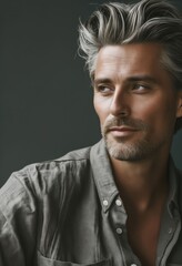 Obraz premium A man with grey hair and beard.