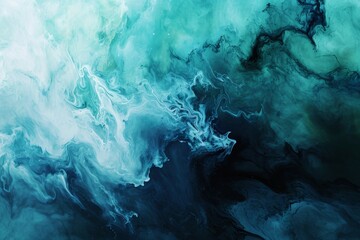 Abstract art teal blue green gradient paint background with liquid fluid grunge texture concept, AI-generated