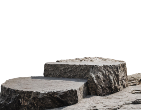 Rocky pedestal alone, against transparent or white backdrop.