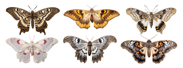 Fototapeta premium Butterfly animal insect moth set