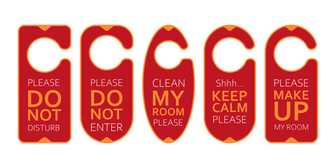 Door hanger hotel room vector set