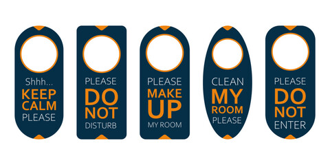 Door hanger hotel room vector set
