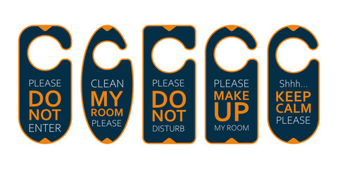 Door hanger hotel room vector set