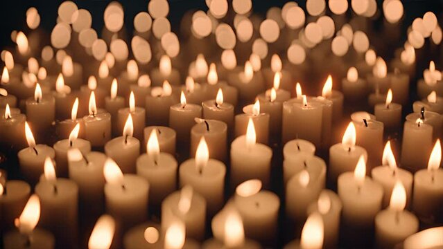 暗闇で揺れるロウソクの火. The candle flame flickering in the darkness. AI generated.