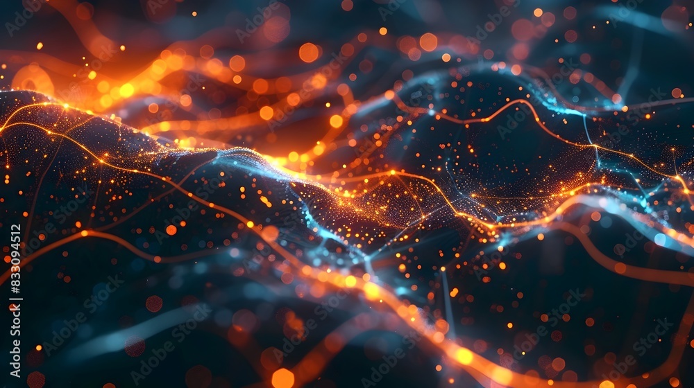 Poster captivating artificial intelligence visualization with intricate neural network patterns